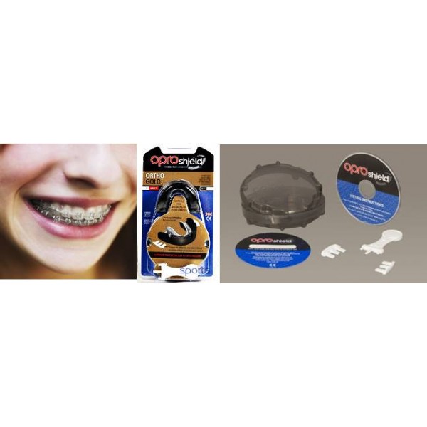 Protège-dents Adulte GOLD BRACE ORTHO NOIR/OR OPRO